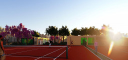 Arrangement of tennis courts with a technical zone in the Peremoha park